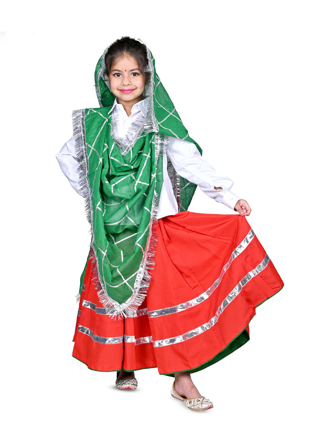 

itsmycostume Girls Ready to Wear Lehenga & Blouse With Dupatta, White