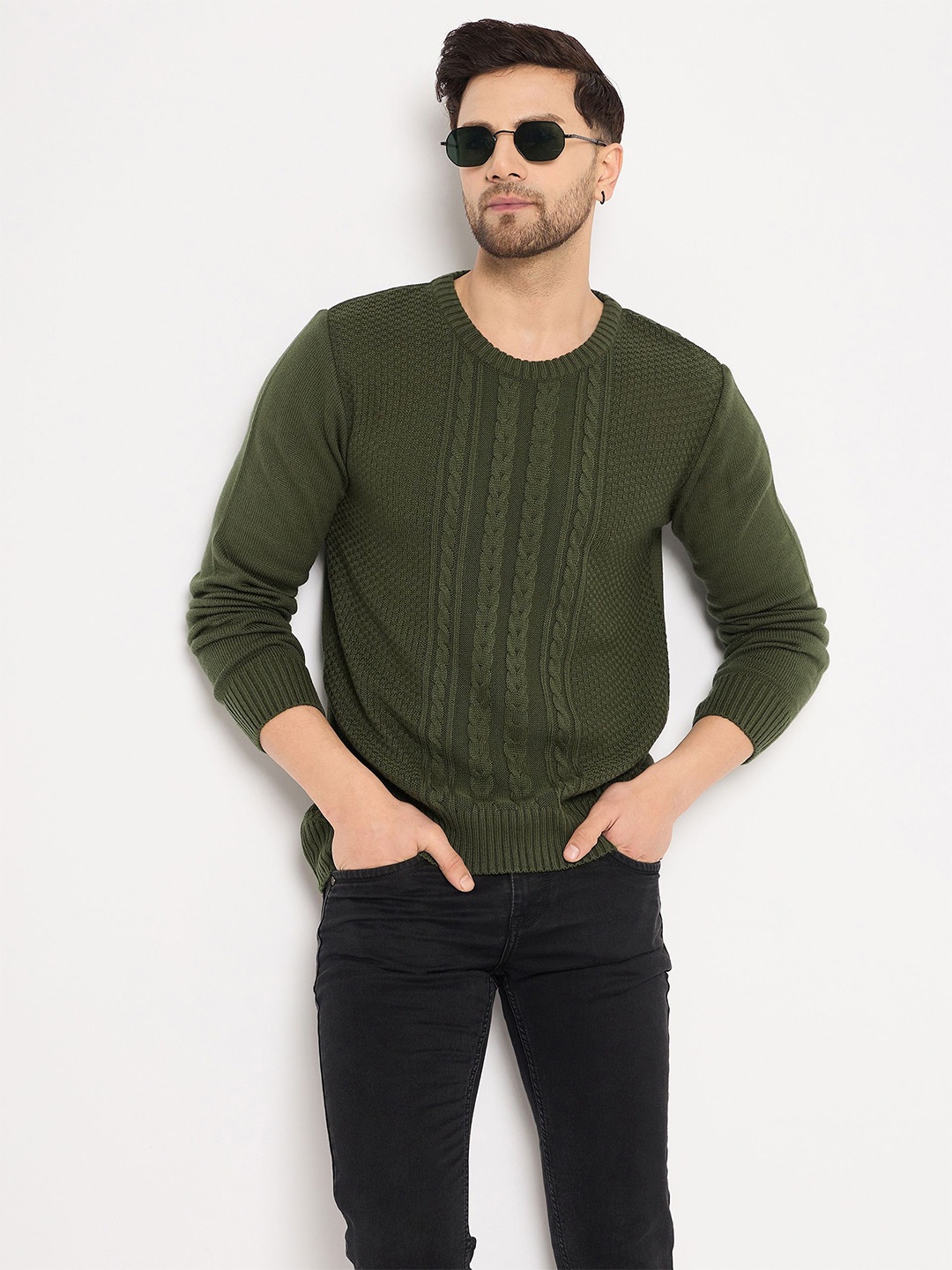 

Club York Men Cable Knit Pullover Sweater, Olive
