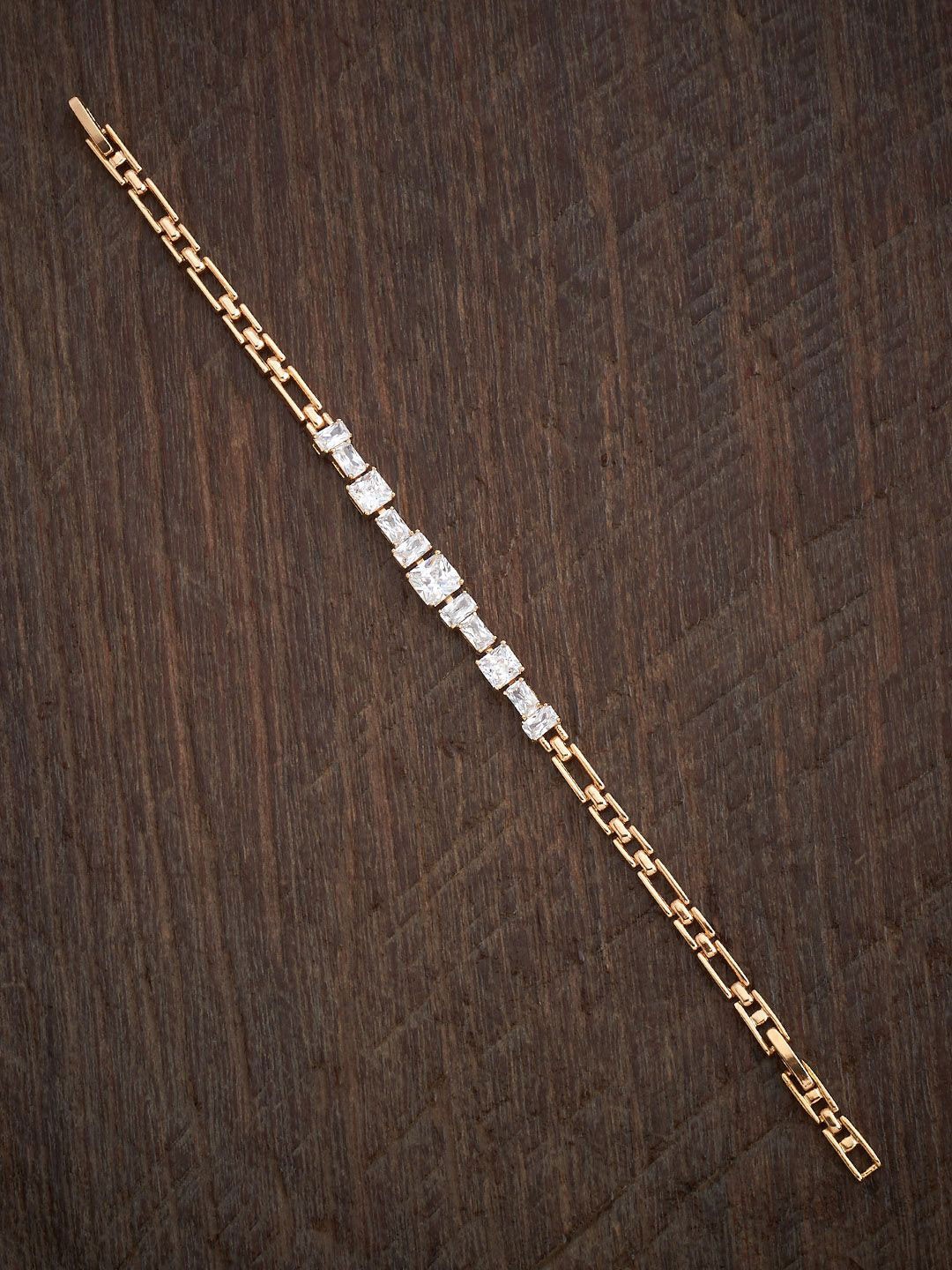 

Kushal's Fashion Jewellery Women Gold-Plated Cubic Zirconia Link Bracelet
