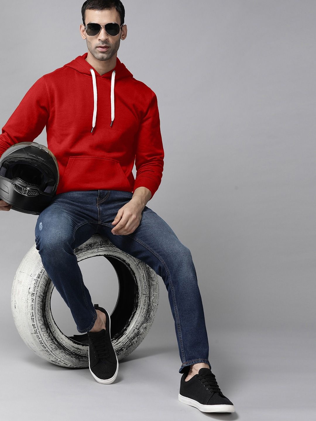 

ELLITI Men Hooded Sweatshirt, Red