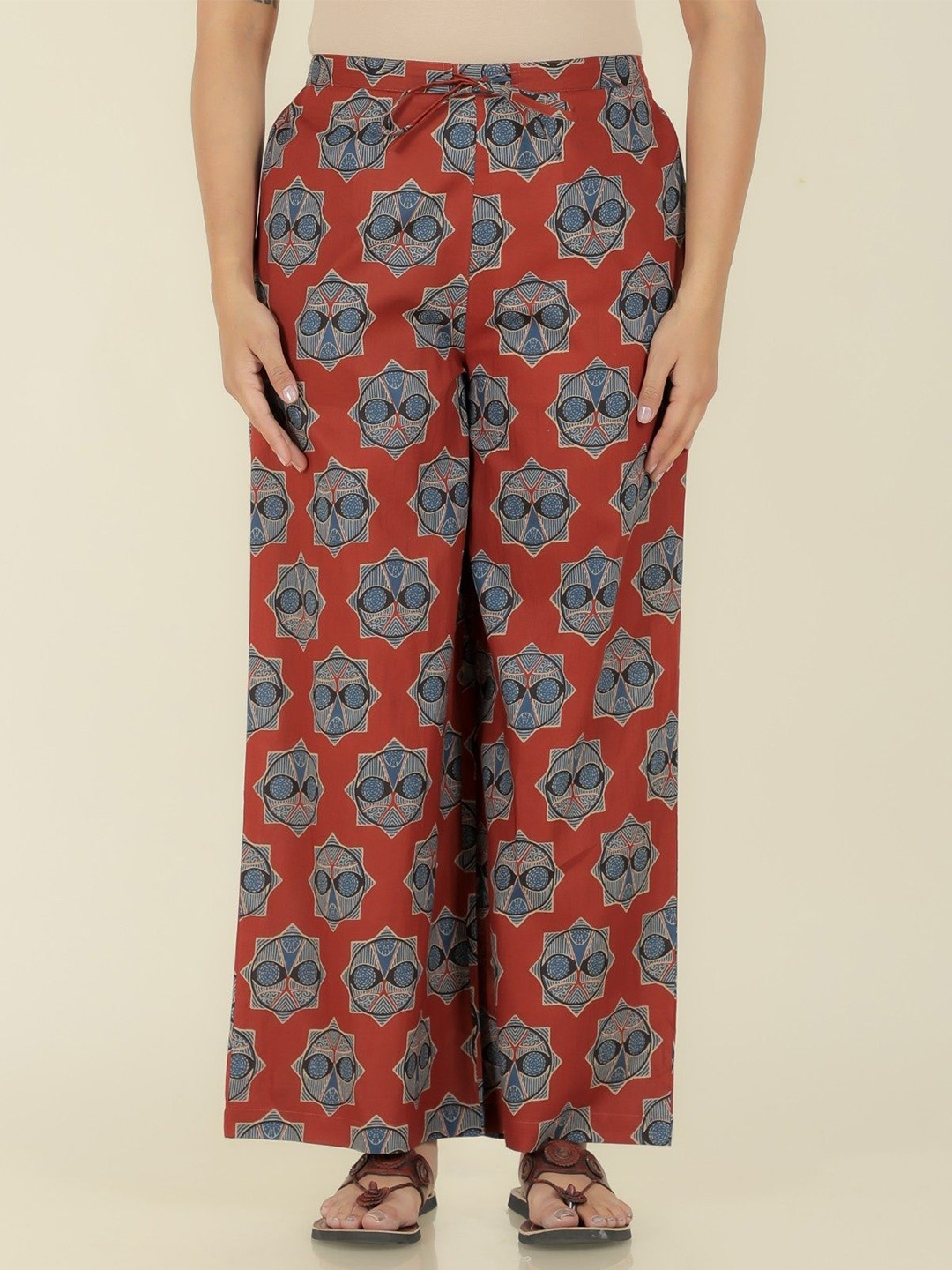 

Aramya Women Ethnic Motifs Printed Ethnic Palazzos, Red