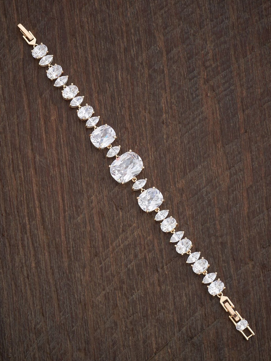

Kushal's Fashion Jewellery Cubic Zirconia Gold-Plated Link Bracelet
