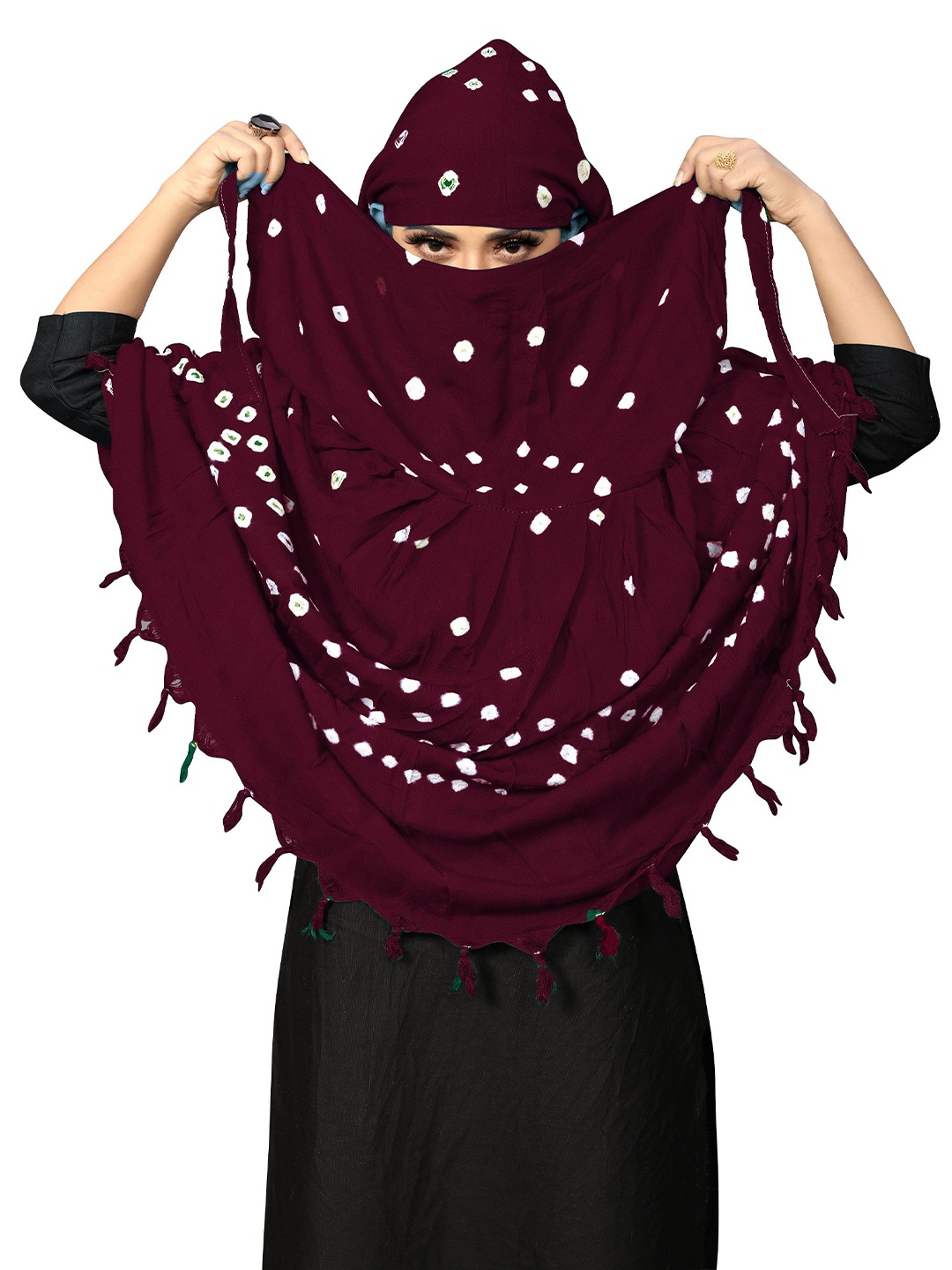 

Vicharan Women Printed Cotton Scarves, Burgundy