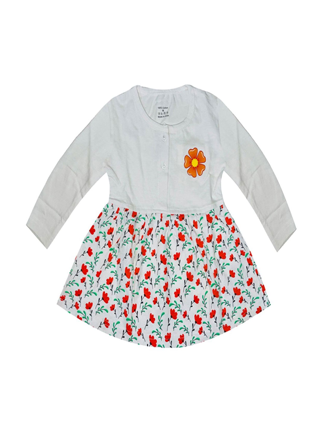 

KidzzCart Floral Print Fit & Flare Dress, White