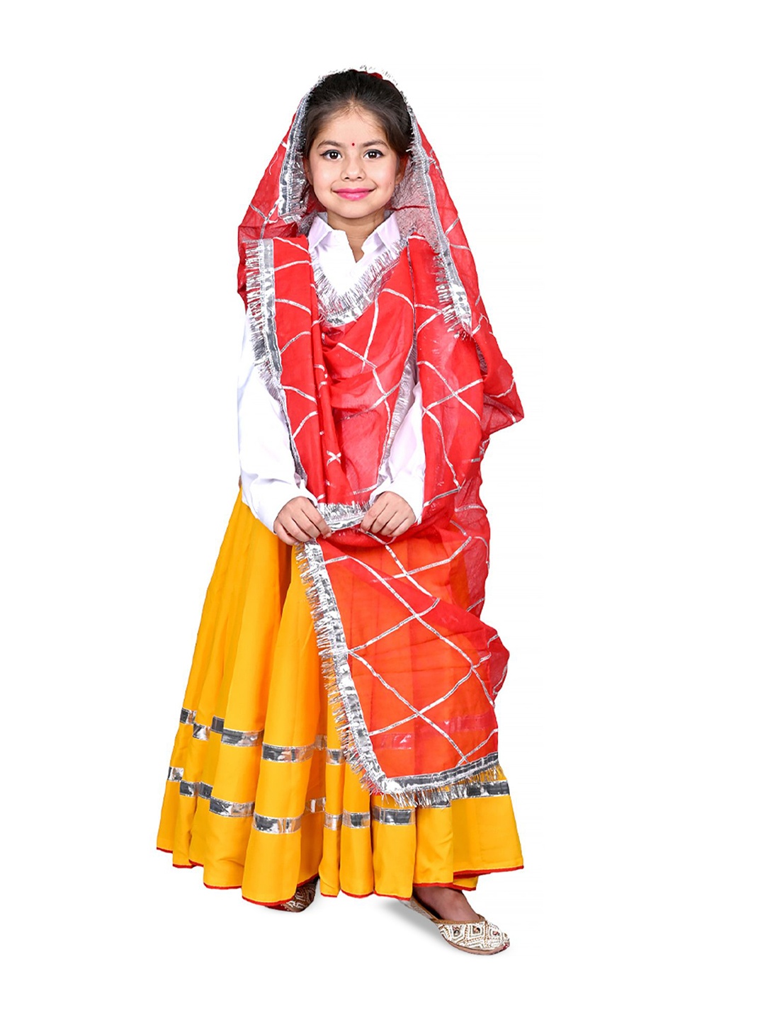 

itsmycostume Girls Ready to Wear Lehenga & Blouse With Dupatta, White