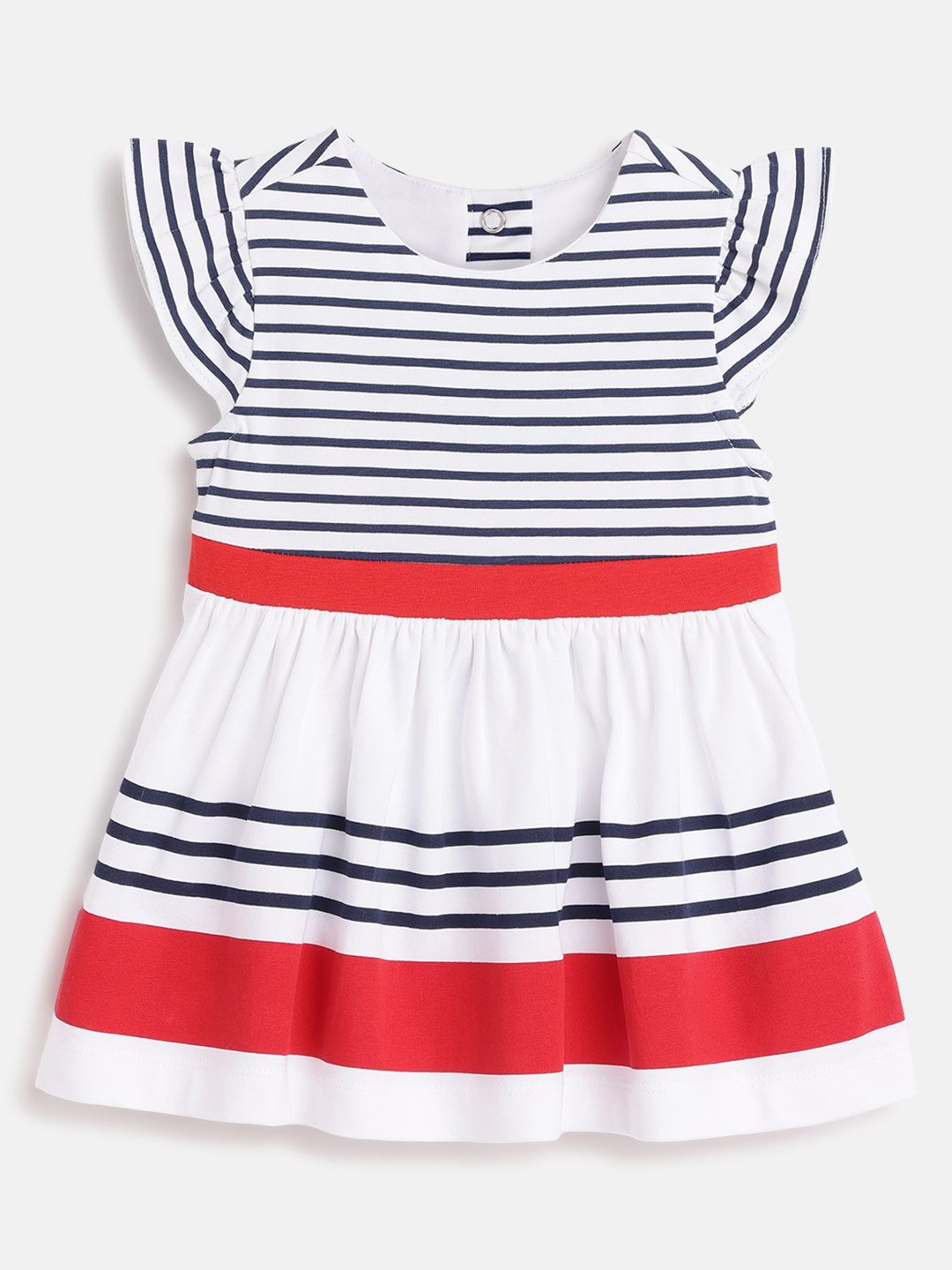 

Chicco Striped A-Line Dress, White