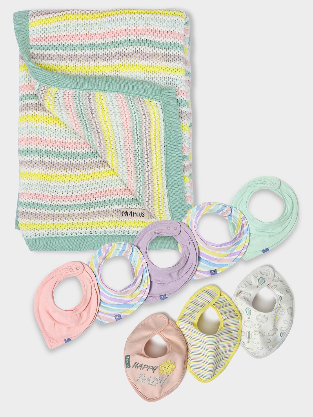 

MiArcus Kids Baby New Born Essentials Gift Set Hamper Including Blanket & Bibs, Yellow