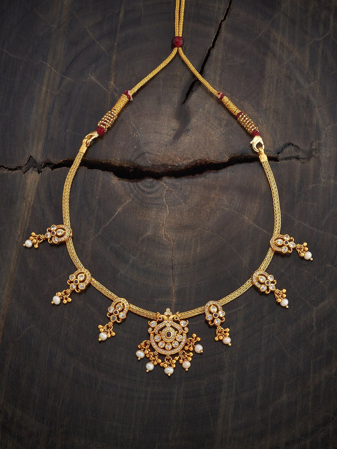 

Kushal's Fashion Jewellery Sterling Silver Gold-Plated Temple Necklace