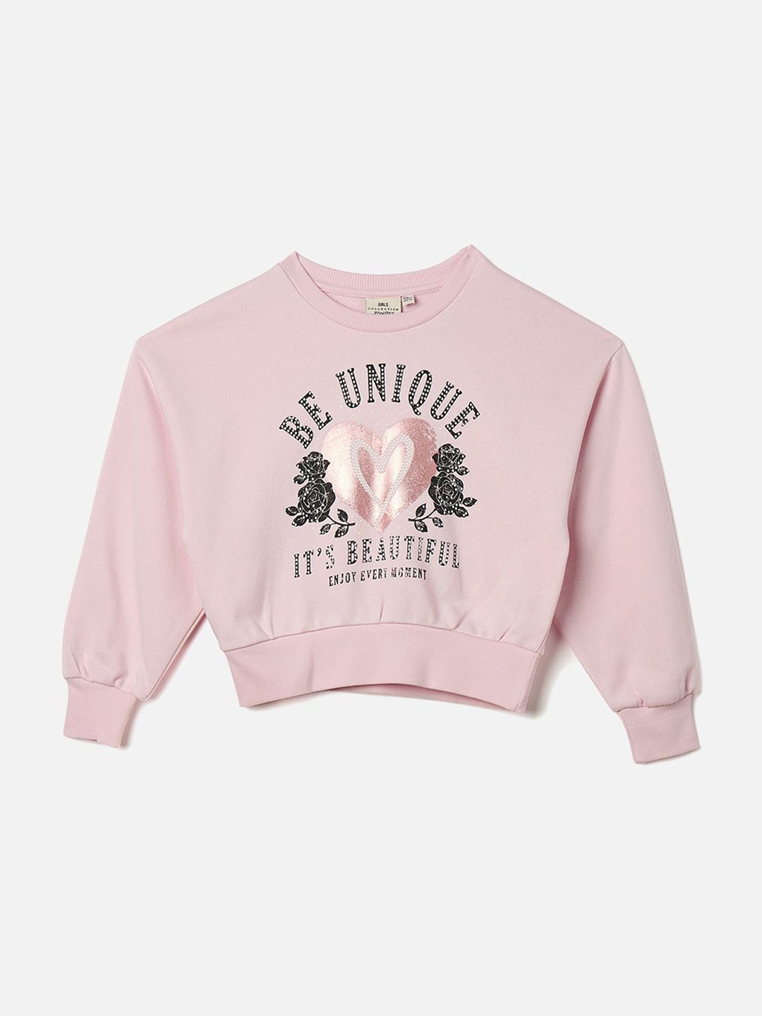 

Juniors by Babyshop Girls Printed Round Neck Cotton Pullover Sweatshirt, Pink