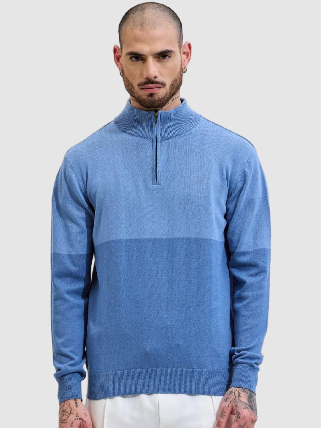 

Snitch Men Colourblocked Pullover, Blue