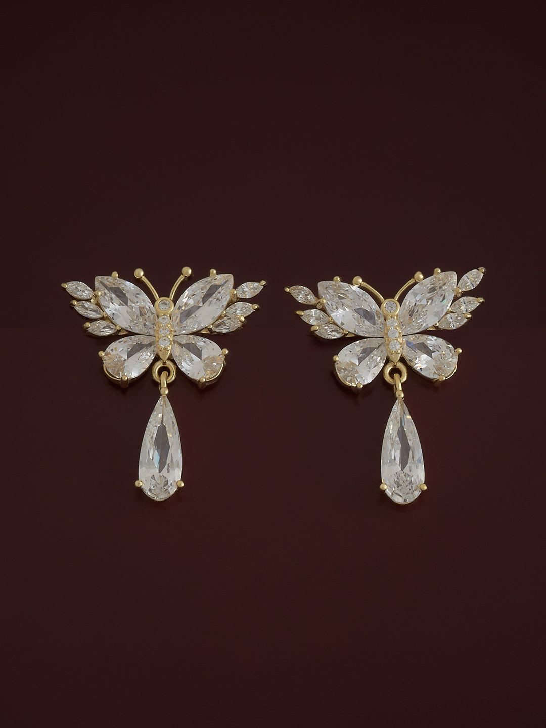 

Kushal's Fashion Jewellery 92.5 Sterling Silver Gold Plated Zircon Geometric Drop Earrings