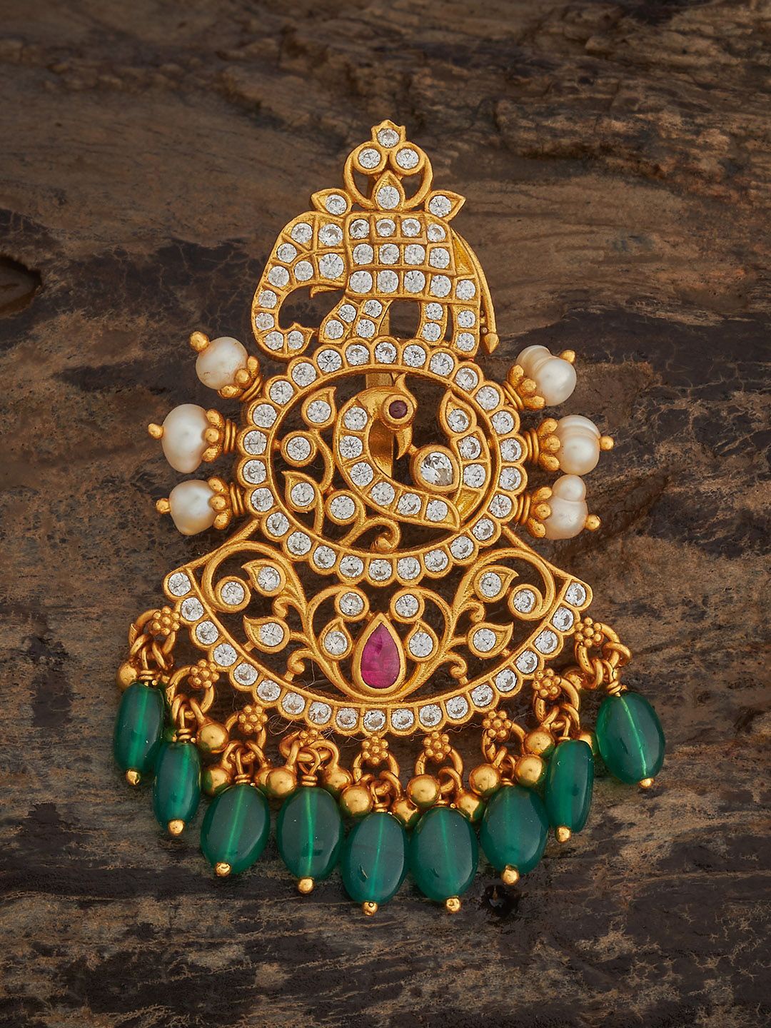 

Kushal's Fashion Jewellery Gold-Plated Peacock Shaped Pendants