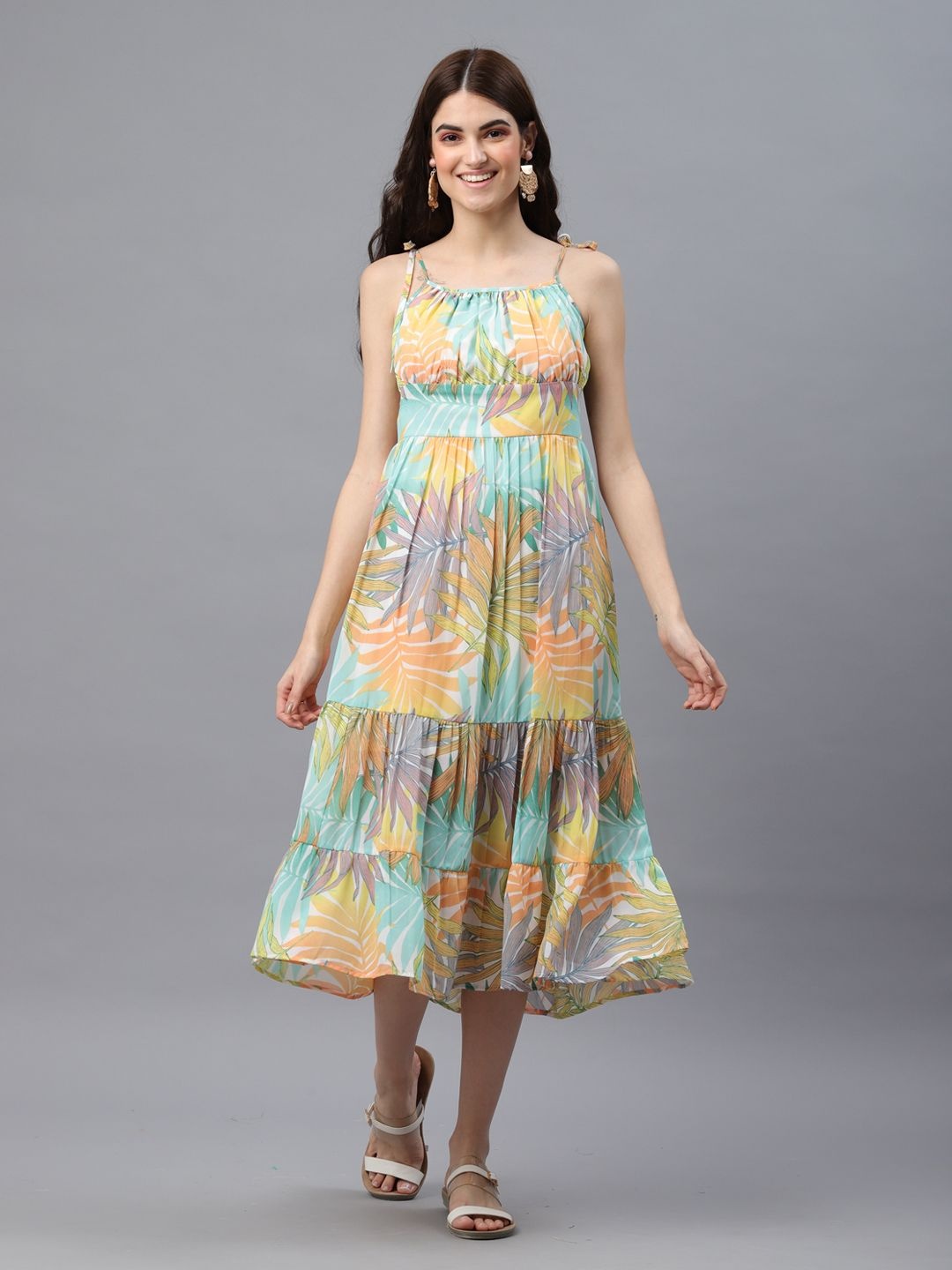 

DressBerry Tie and Dye Print Chiffon A-Line Midi Dress, Multi