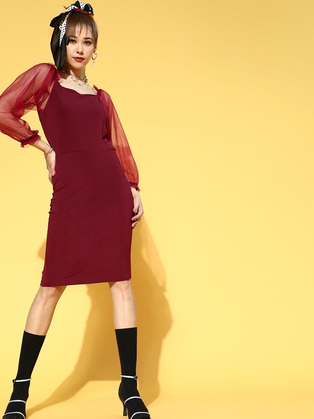 

Moda Rapido Crepe Bodycon Mini Dress, Maroon