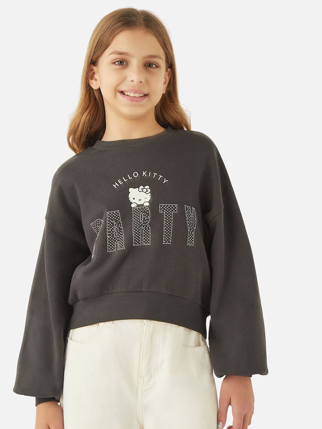 

Juniors by Babyshop Girls Embellished Pullover Cotton Sweatshirt, Black