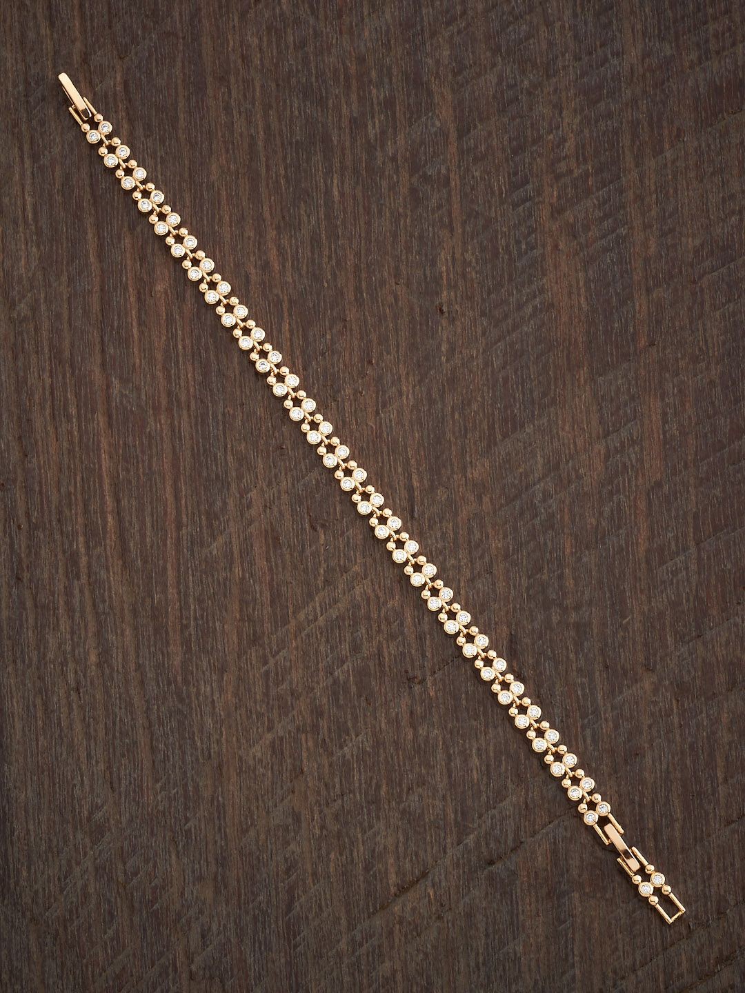 

Kushal's Fashion Jewellery Women Gold-Plated Cubic Zirconia Studded Link Bracelet