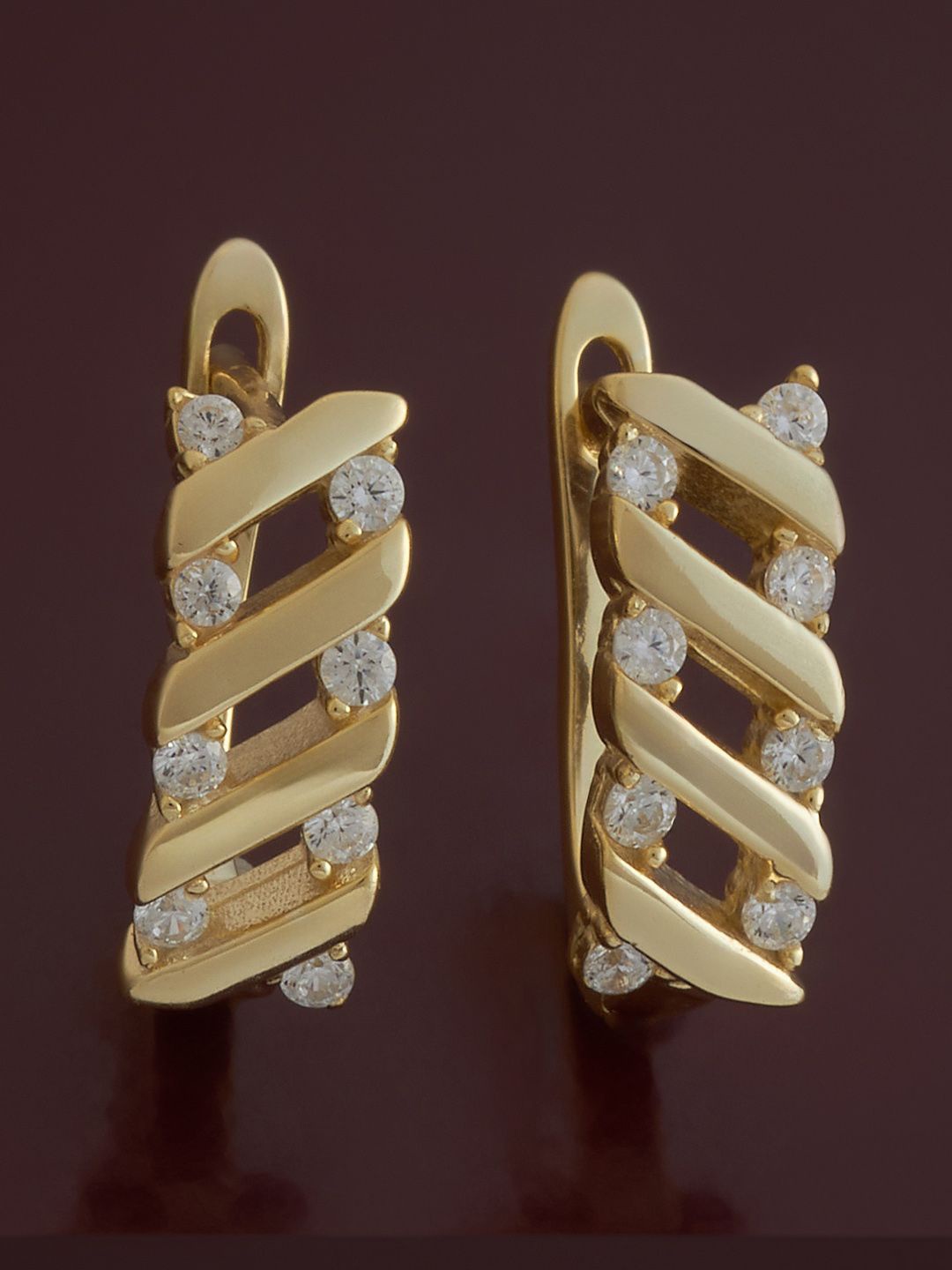 

Kushal's Fashion Jewellery 92.5 Sterling Silver Gold Plated Zircon Spherical Hoop Earrings