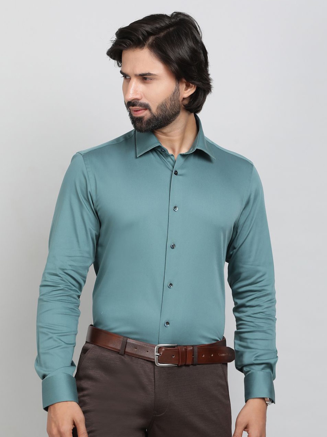

WYRE Men Slim Fit Opaque Party Shirt, Green