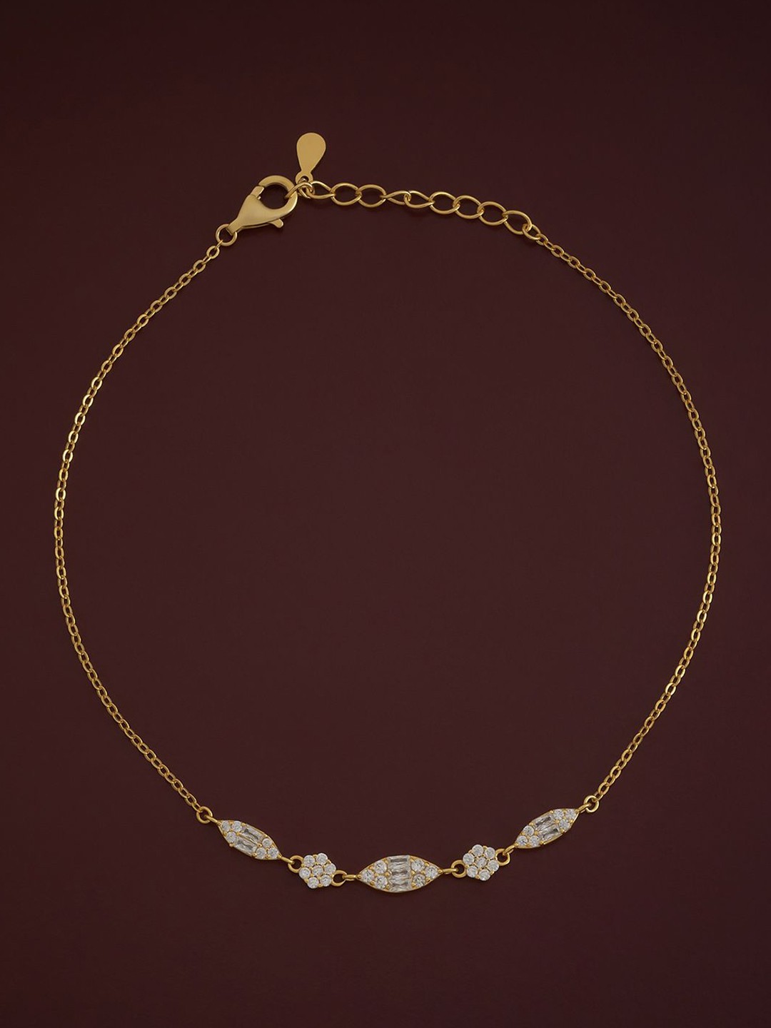 

Kushal's Fashion Jewellery Sterling Silver Gold-Plated Artificial Stones Anklet