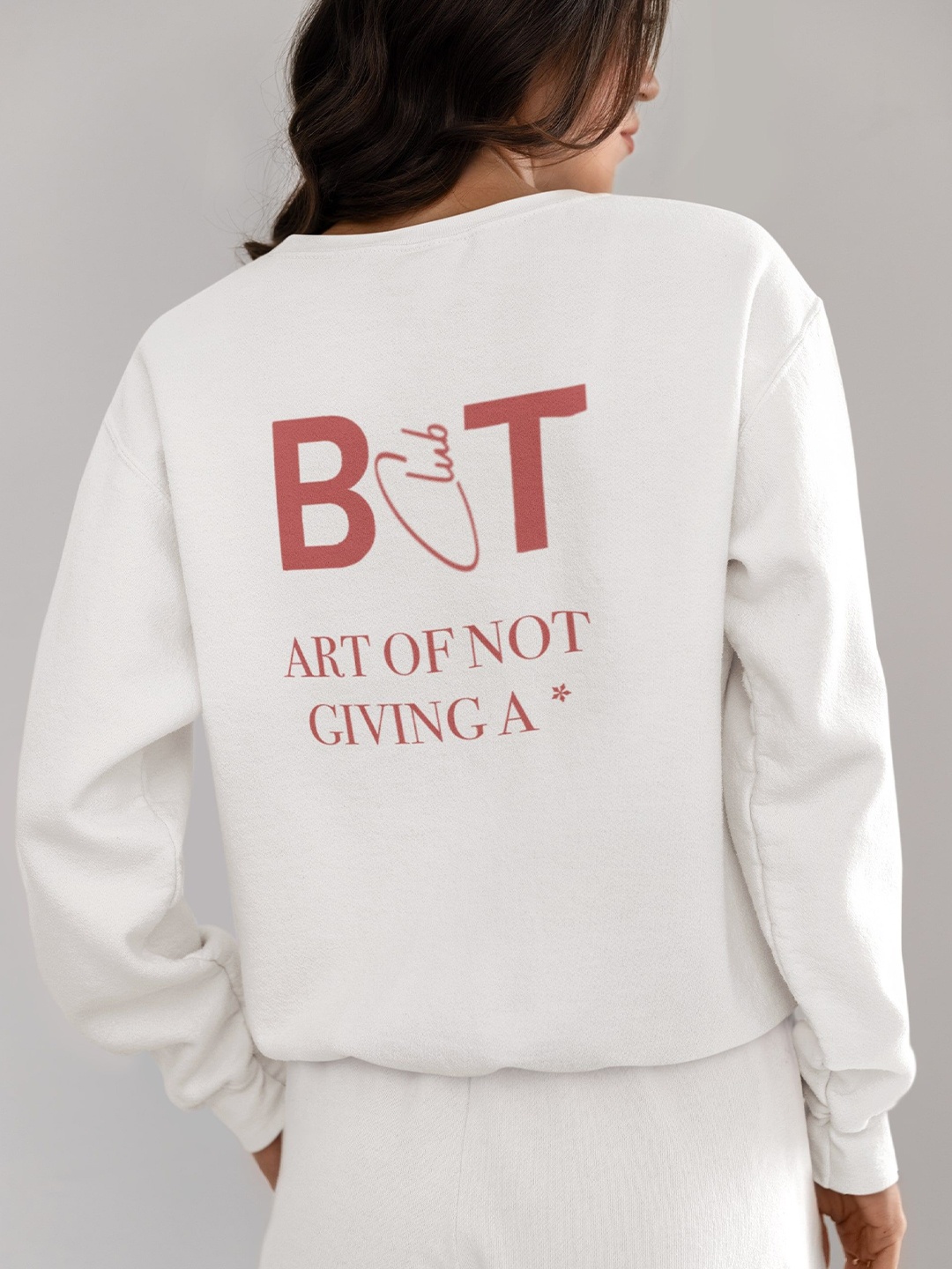 

TheBTclub Women NOT_GIVING_A Printed Sweatshirt, White