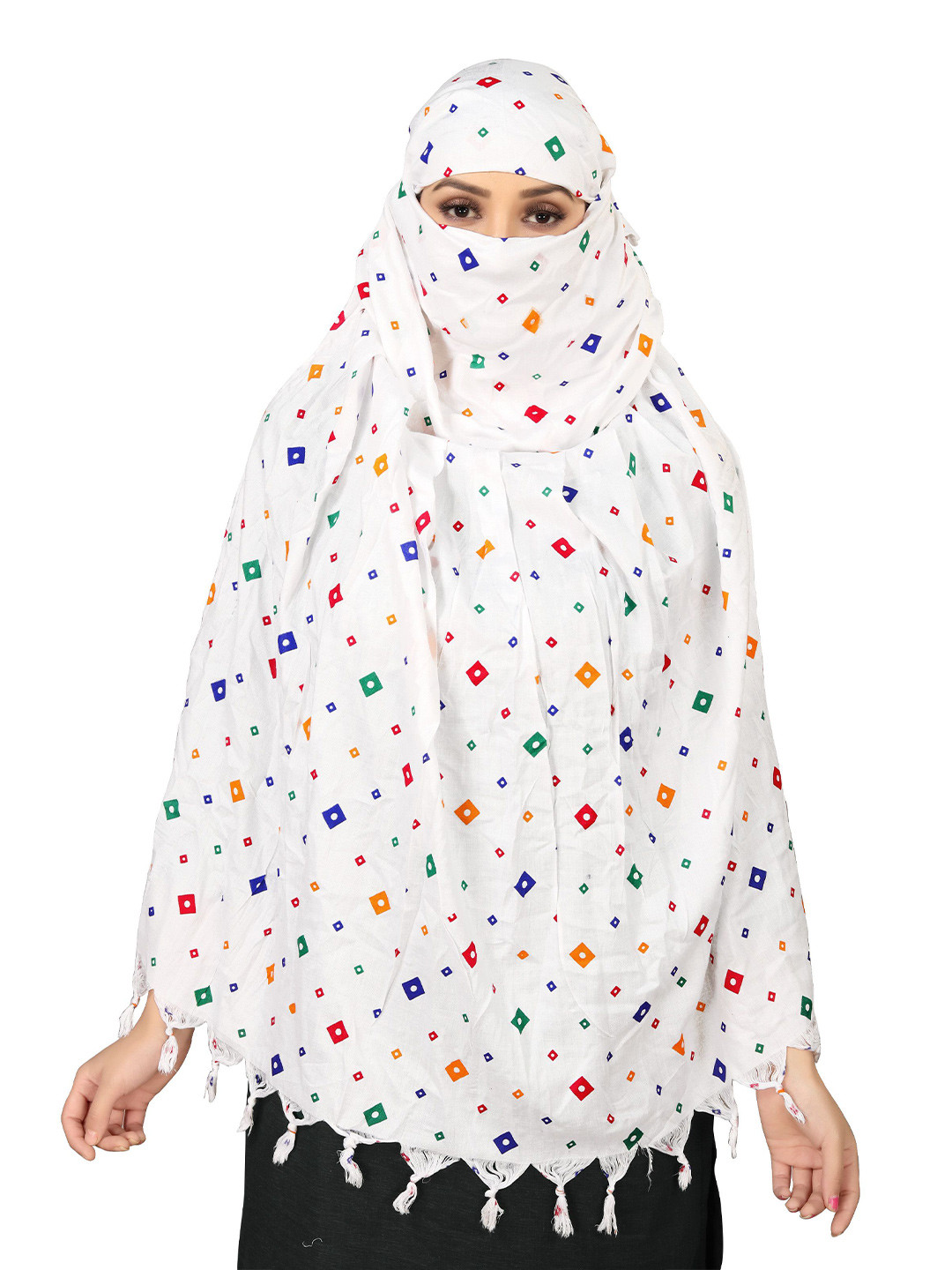 

Vicharan Women Printed Cotton Scarf, White