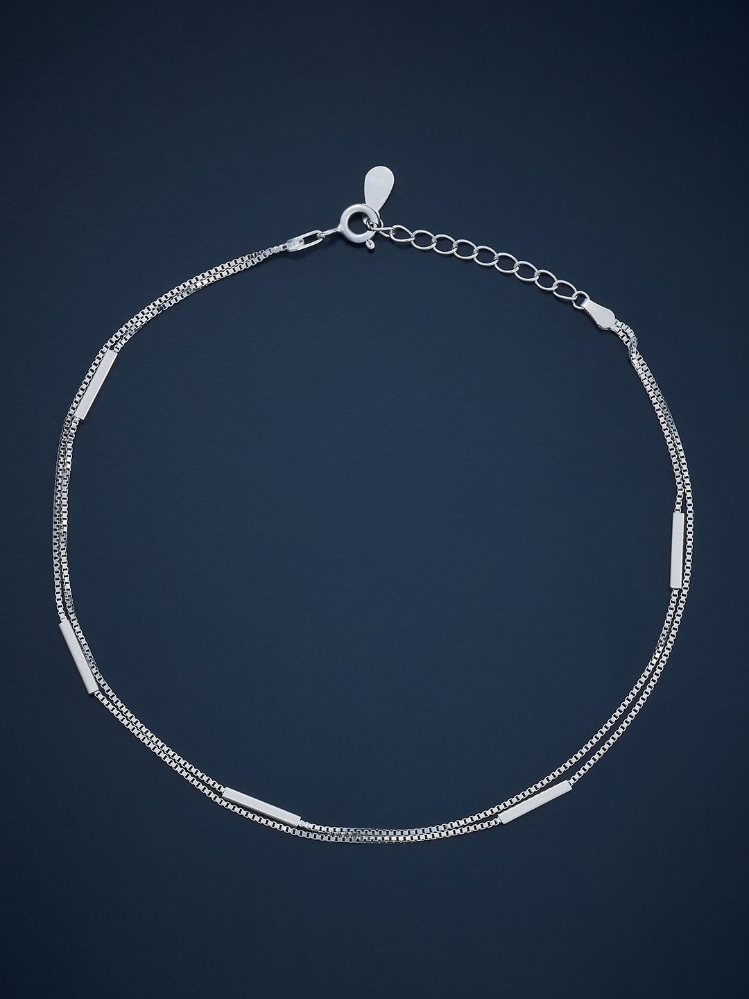 

Kushal's Fashion Jewellery Sterling Silver Rhodium-Plated Layered Anklet