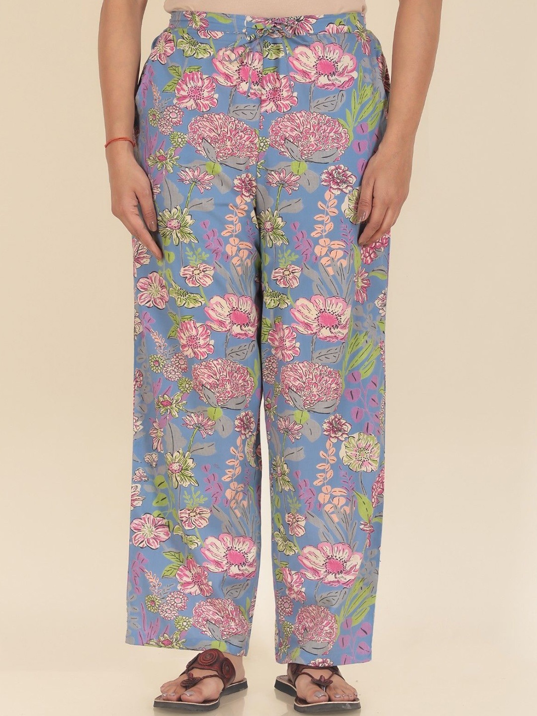 

Aramya Women Floral Printed Cotton Ethnic Palazzos, Blue