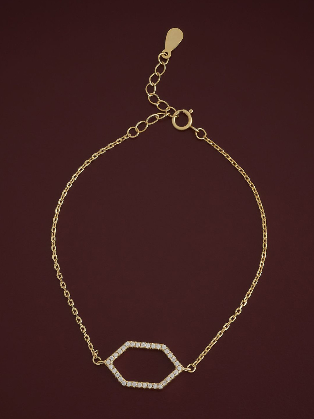 

Kushal's Fashion Jewellery 92.5 Sterling Silver CZ Temple Gold-Plated Link Bracelet
