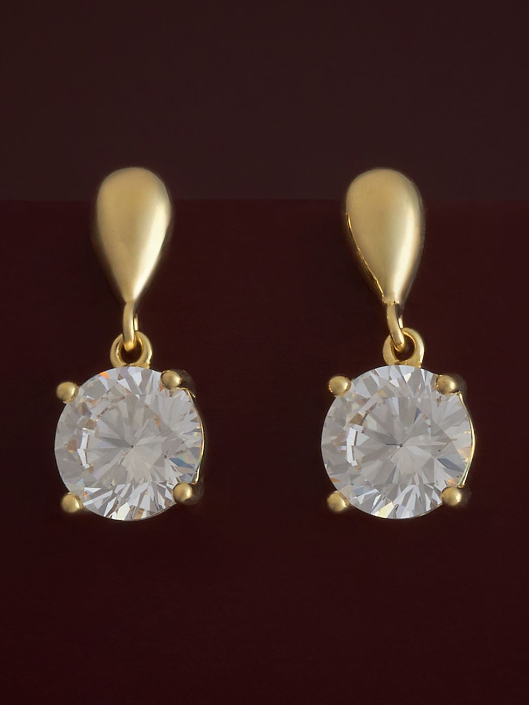 

Kushal's Fashion Jewellery 92.5 Sterling Silver Gold-Plated Zircon Geometric Drop Earrings