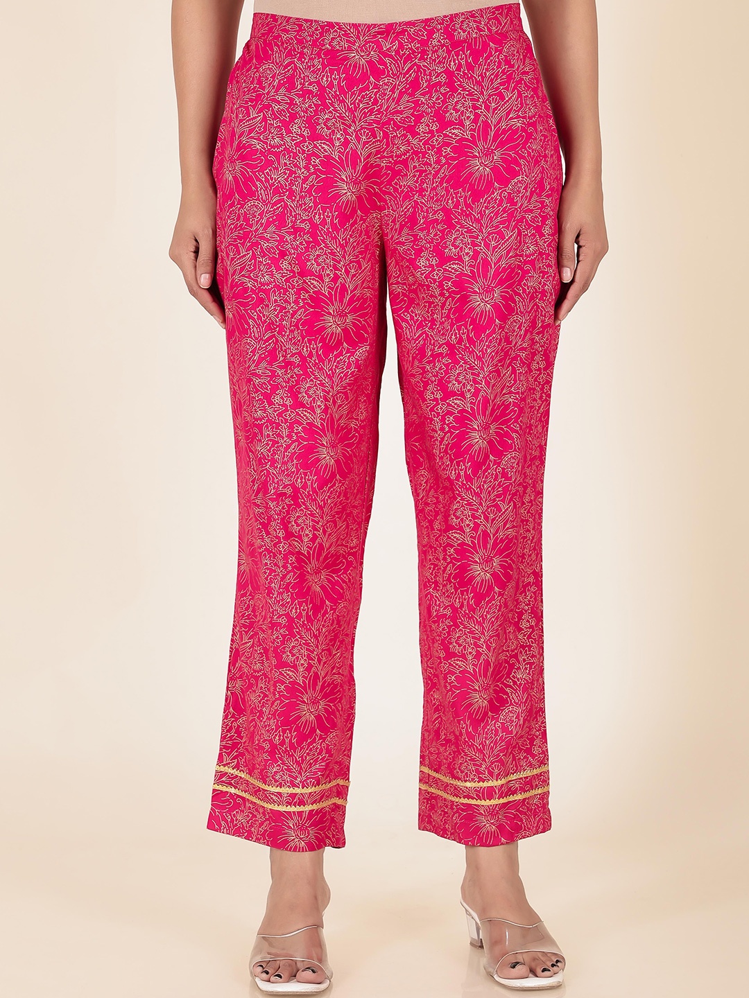 

Aramya Women Ethnic Motifs Printed Straight Palazzos, Pink