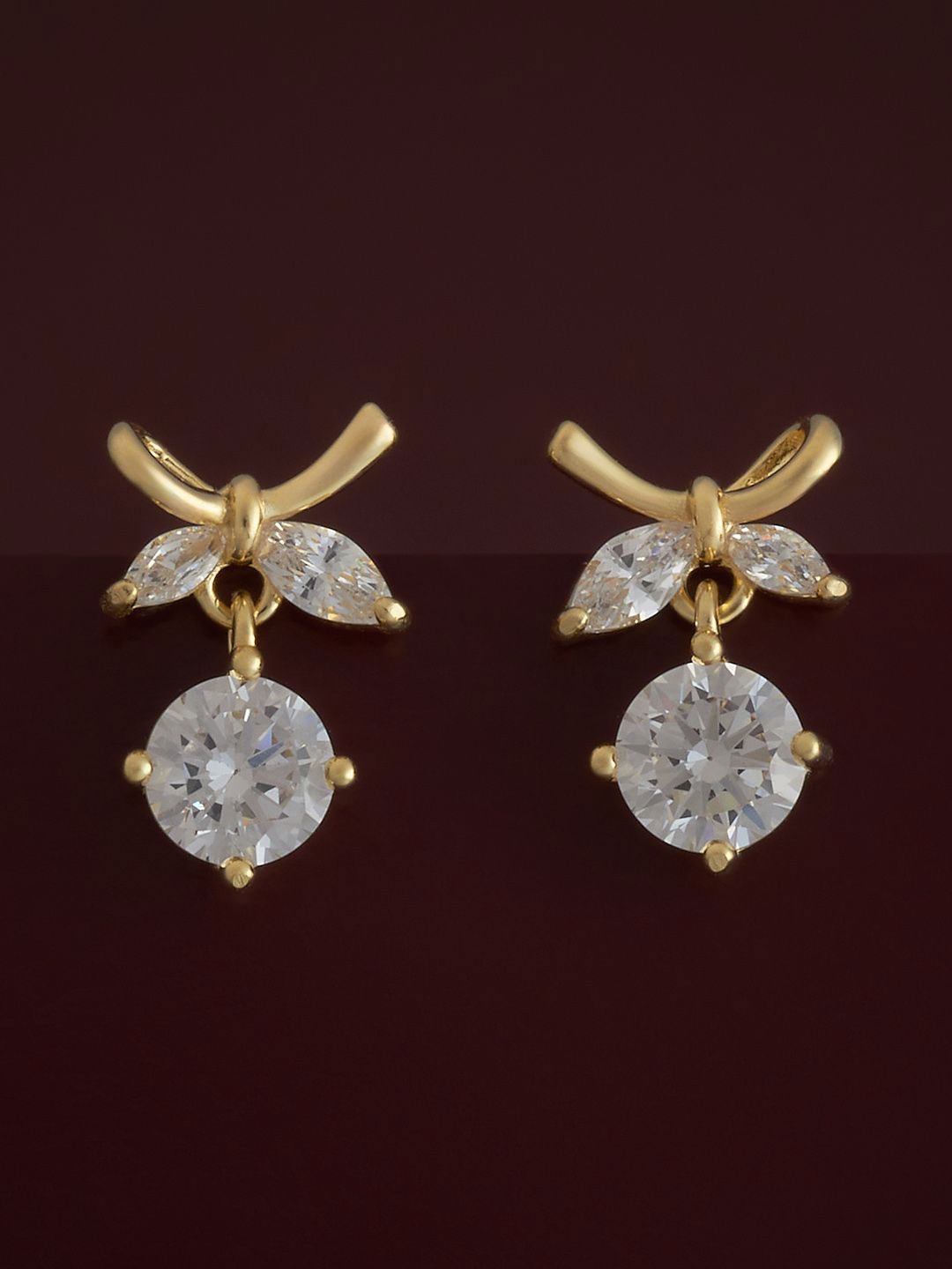 

Kushal's Fashion Jewellery 92.5 Sterling Silver Gold Plated Zircon Geometric Drop Earrings