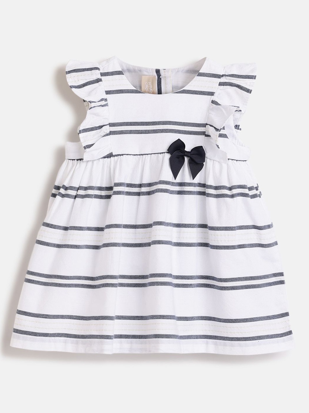 

Chicco Girls Striped A-Line Dress, White