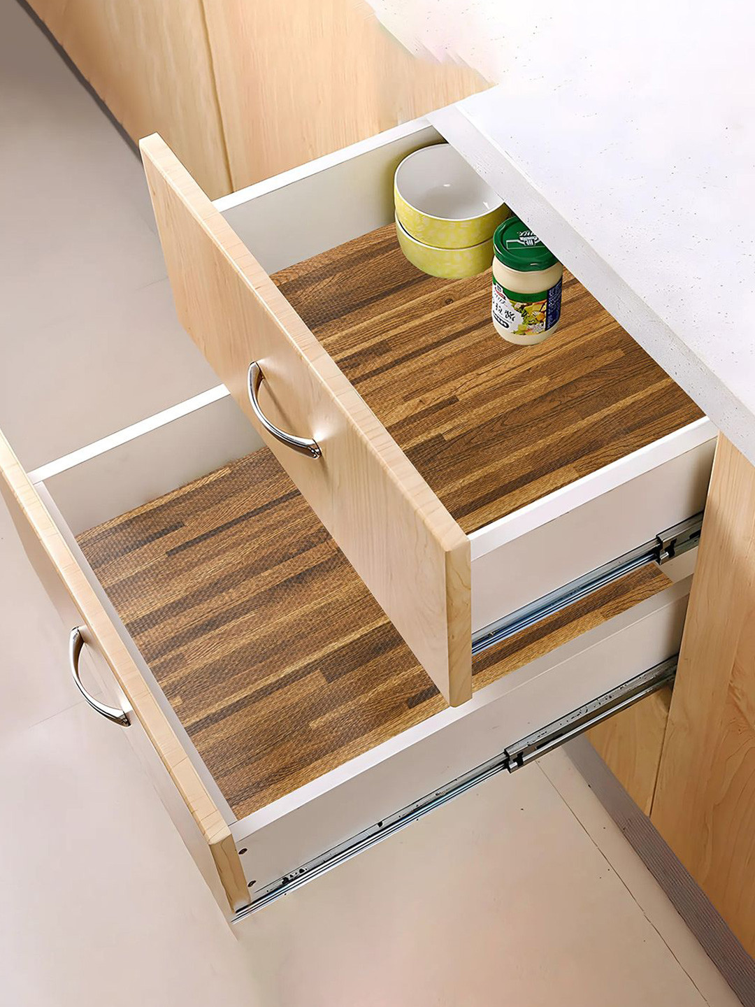 

Kuber Industries Brown Set of 2 Water Resistant 5 Mtr EVA Kitchen Shelf Liner Organisers