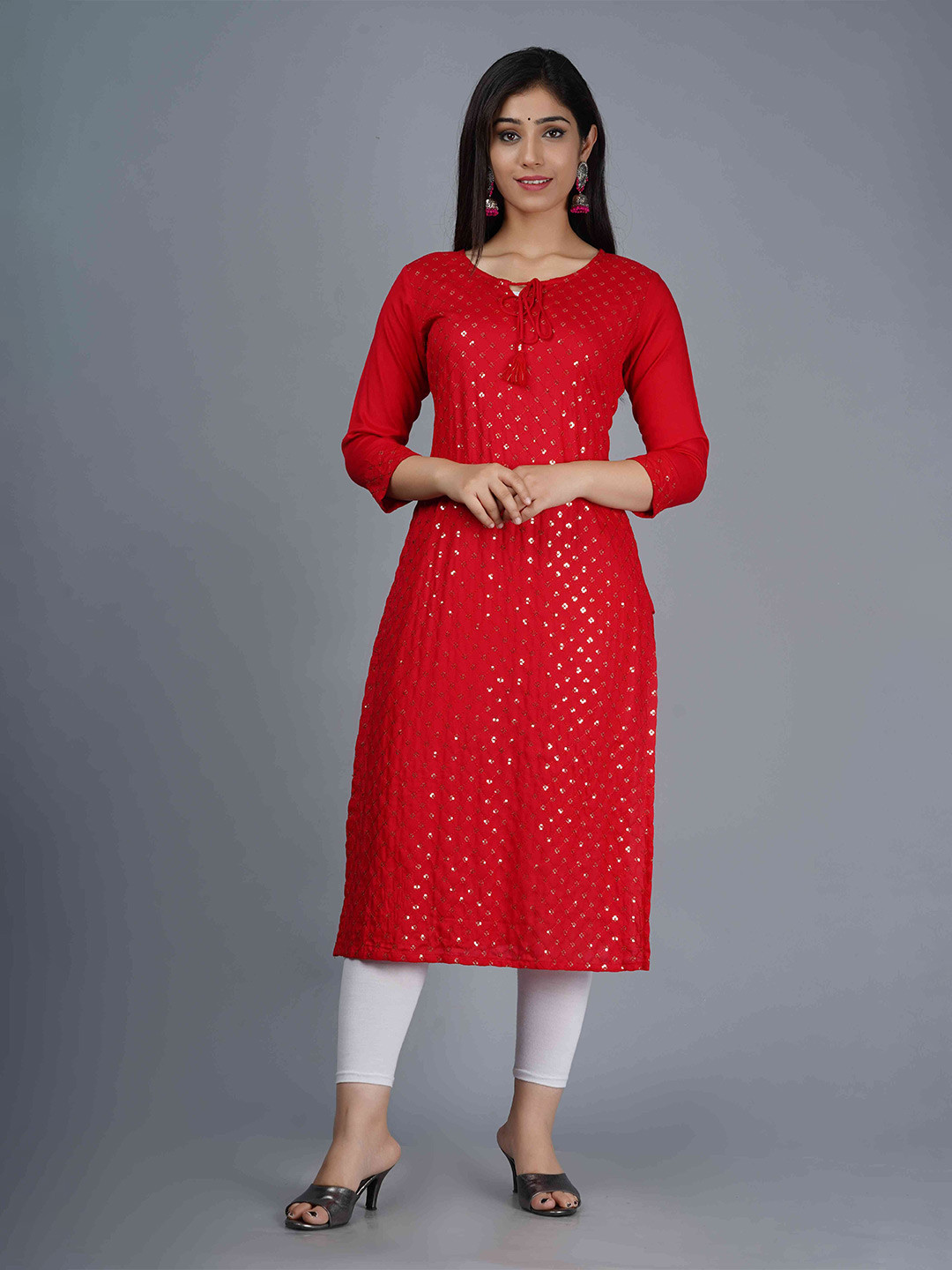 

SHAGUNA'S Women Embellished Sequinned Kurta, Red