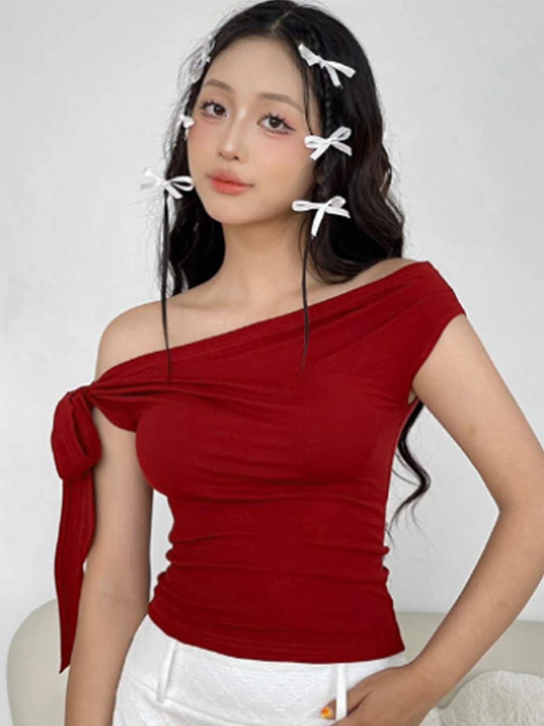 

StyleCast Women Off-Shoulder Bardot Top, Red