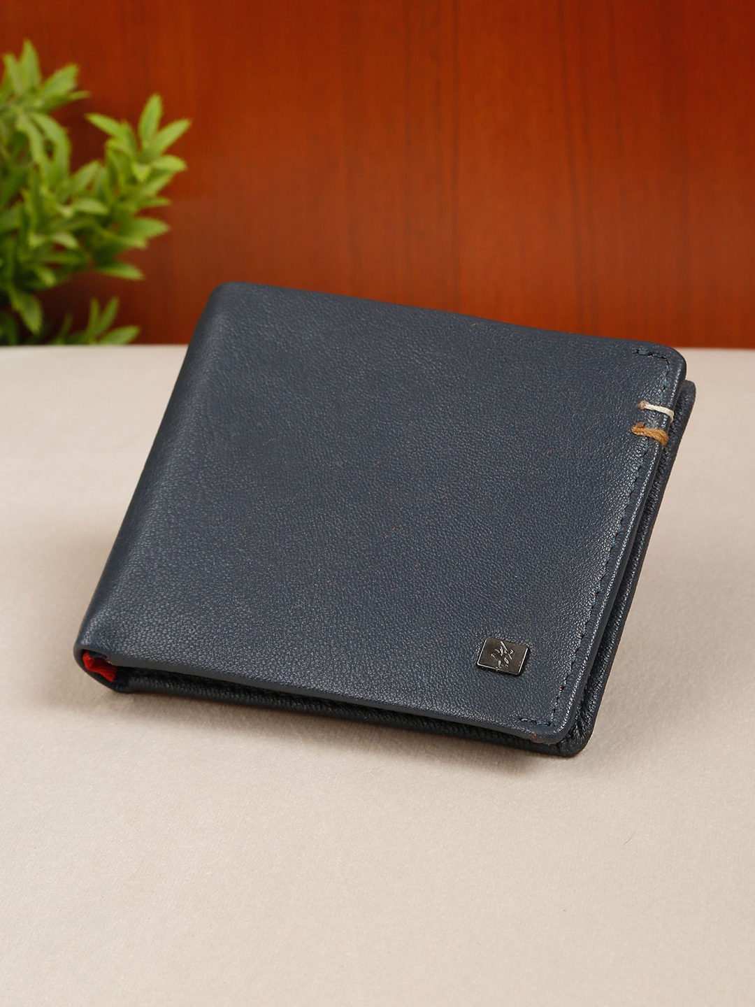 

Cantabil Men Leather Two Fold Wallet, Navy blue