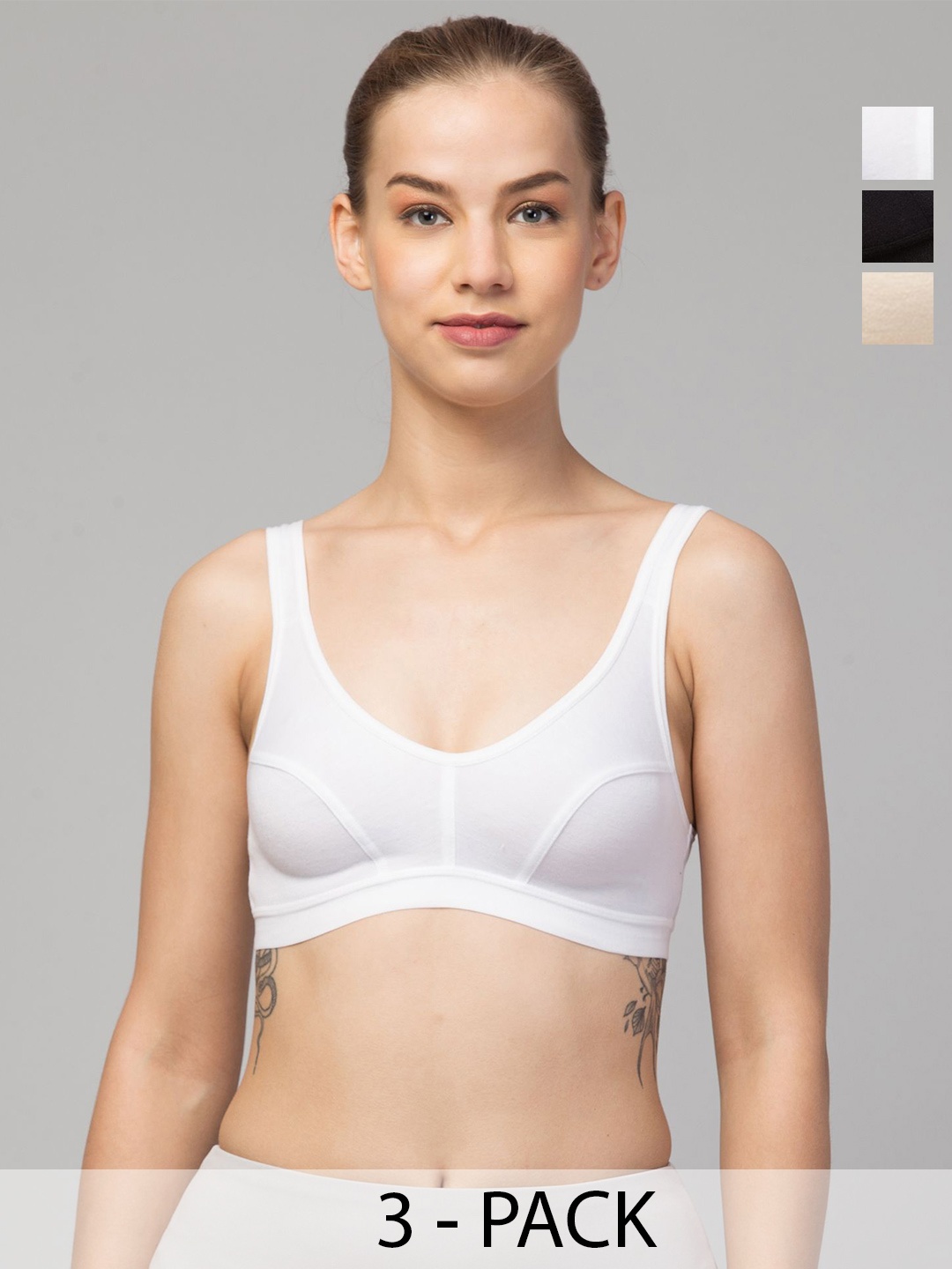 

Apraa & Parma Women Pack of 3 T-shirt Full Coverage Bra, Black