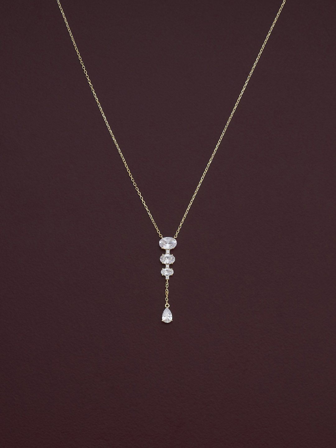 

Kushal's Fashion Jewellery 92.5 Pure Silver Gold-Plated Cubic Zirconia Stone Studded Chain