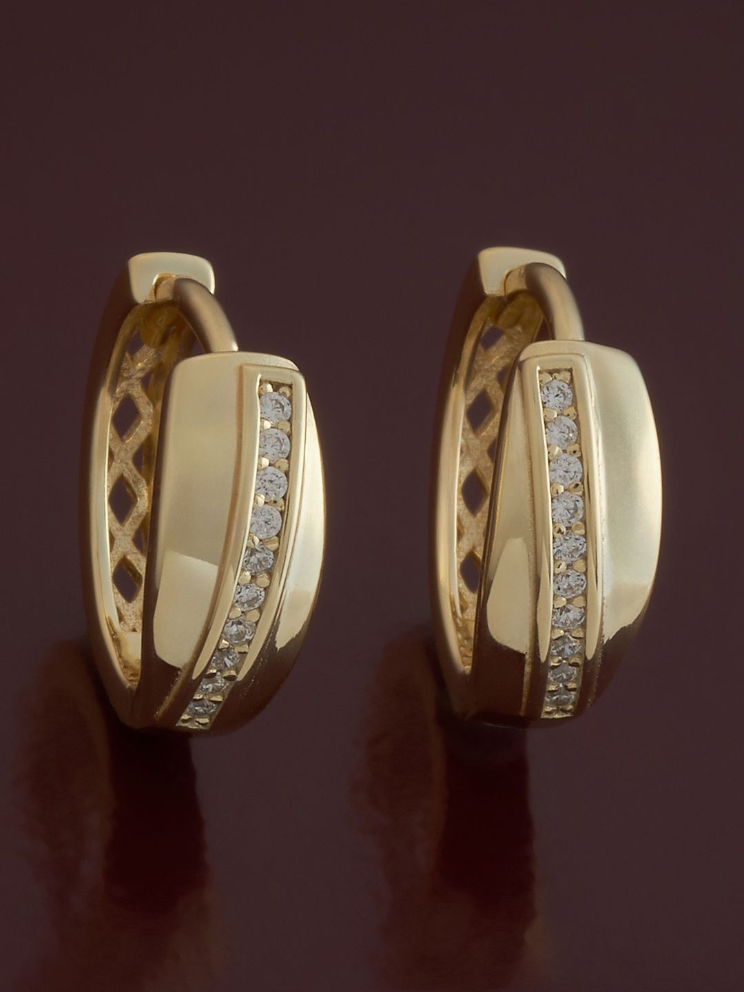 

Kushal's Fashion Jewellery 92.5 Sterling Silver Gold Plated Zircon Spherical Hoop Earrings