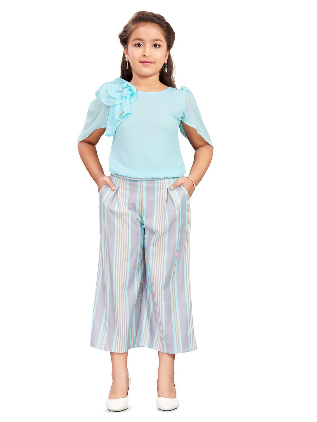 

Lei-Chie Girls Top with Palazzos, Blue