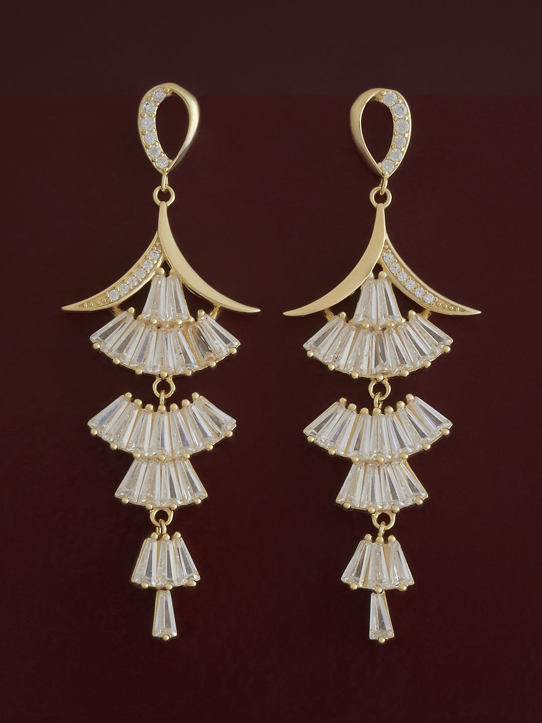 

Kushal's Fashion Jewellery 92.5 Sterling Silver Gold Plated Zircon Geometric Drop Earrings