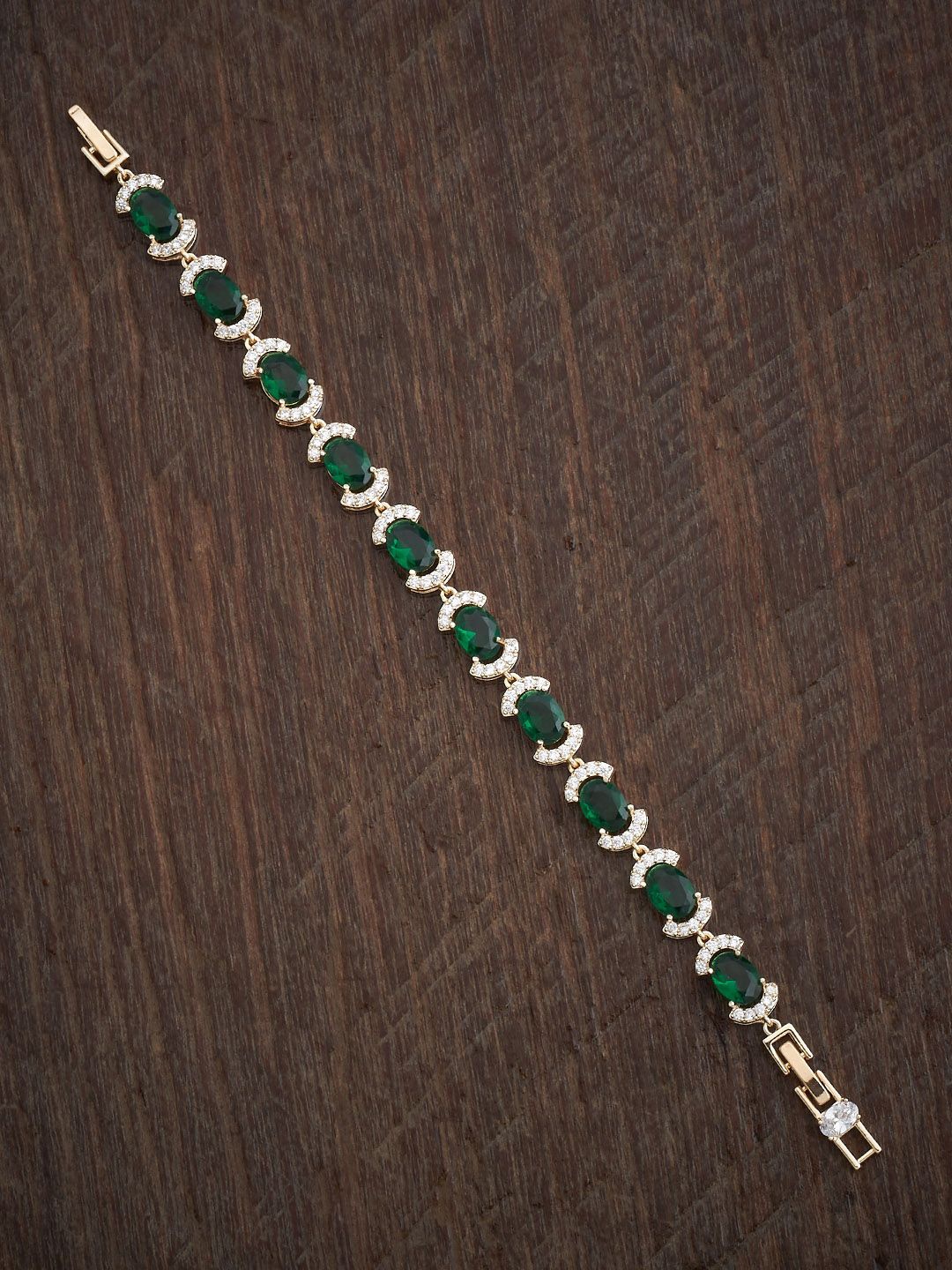 

Kushal's Fashion Jewellery Women Gold Plated Cubic Zirconia Link Bracelet