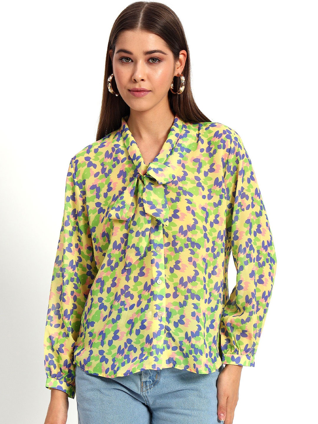 

Peikh Women Classic Floral Opaque Printed Casual Shirt, Yellow