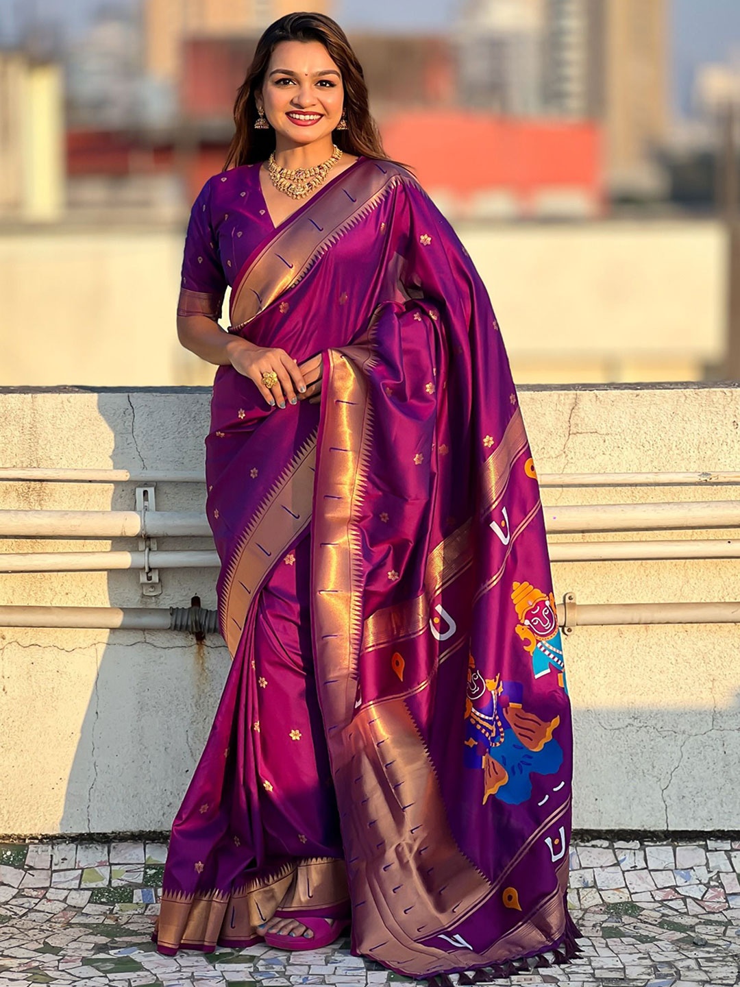 

MySilkLove Woven Design Paithani Saree, Purple