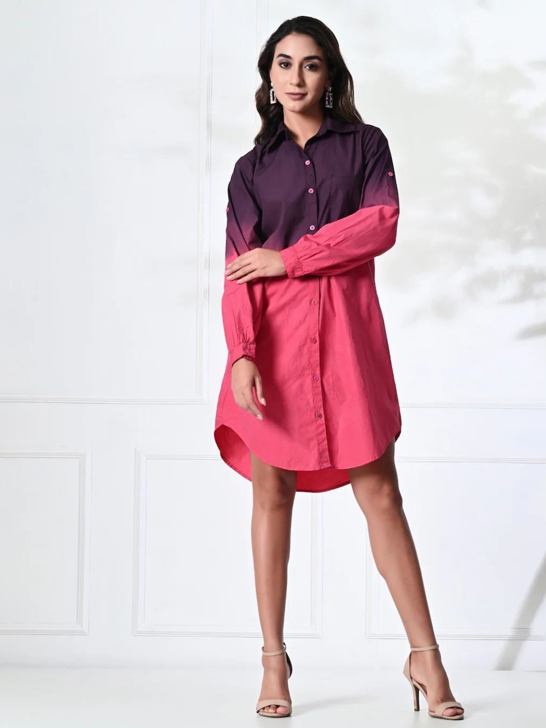 

Anysa Women Ombre Shirt Dress, Pink