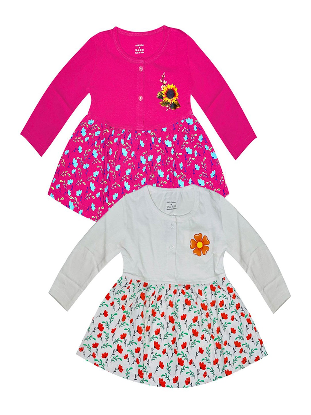 

KidzzCart Girls Floral Print Fit & Flare Dress, Pink