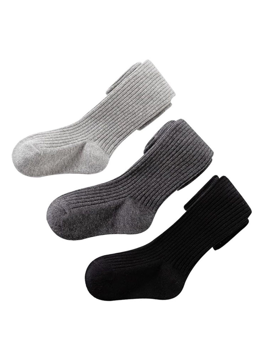 

EL REGALO Girls Pack Of 3 Patterned Above Knee Socks, Black