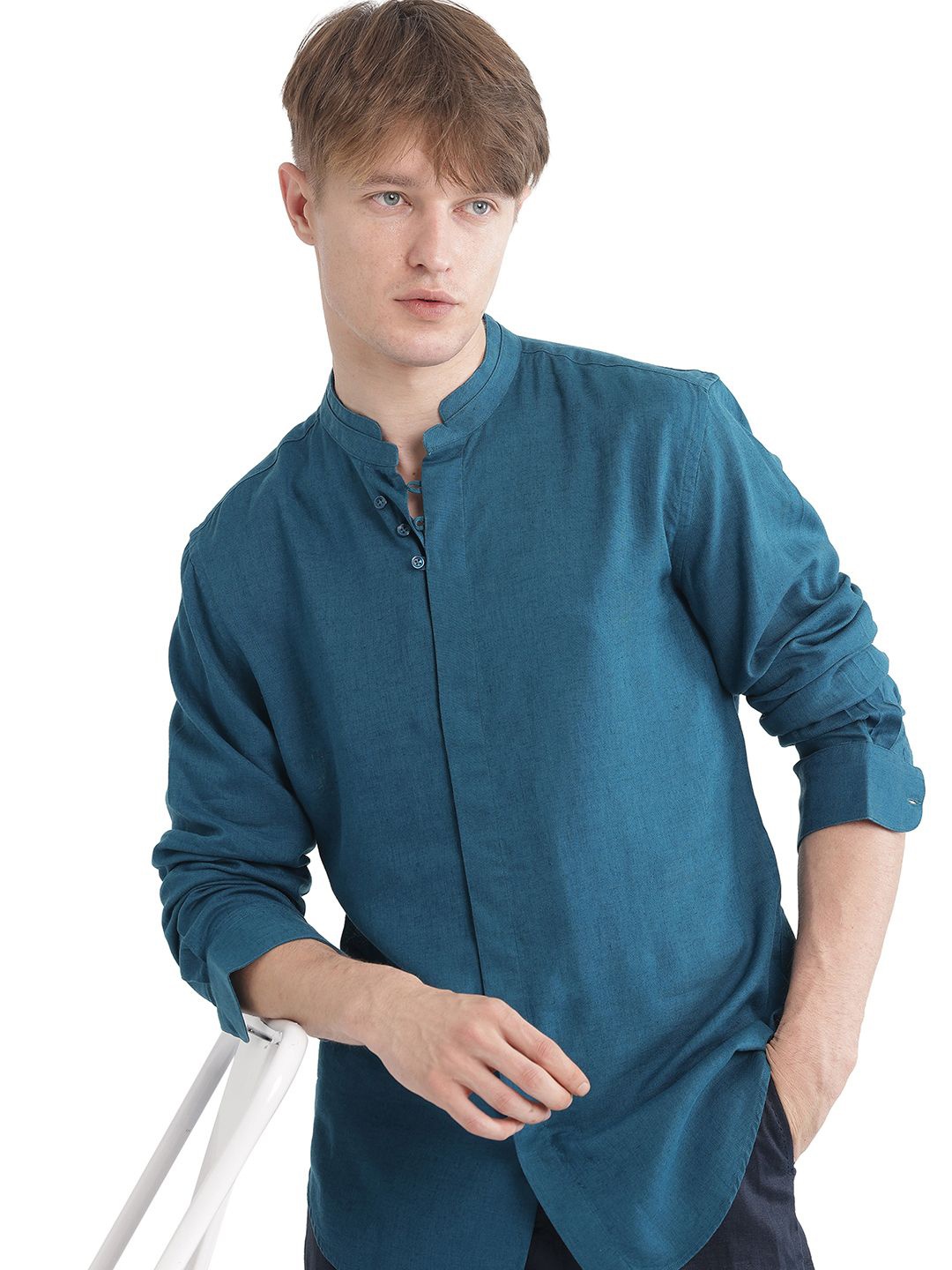 

RARE RABBIT Men Comfort Opaque Casual Shirt, Teal