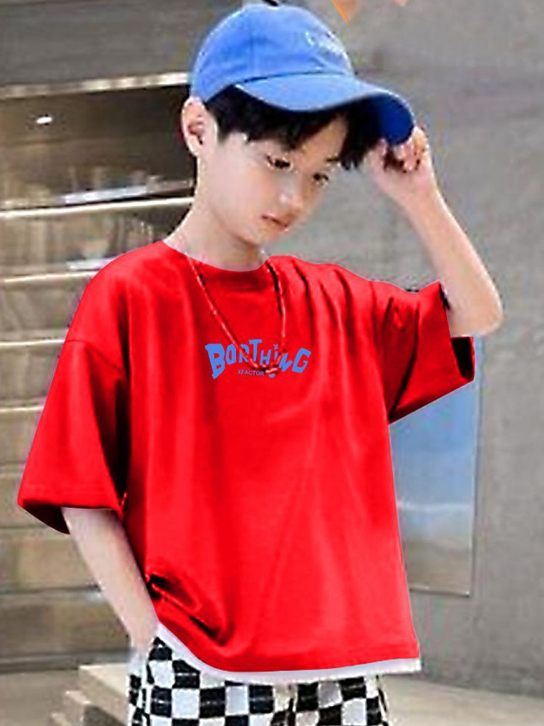 

BILLYBALL Kids Printed Pure Cotton T-Shirt With Shorts, Red