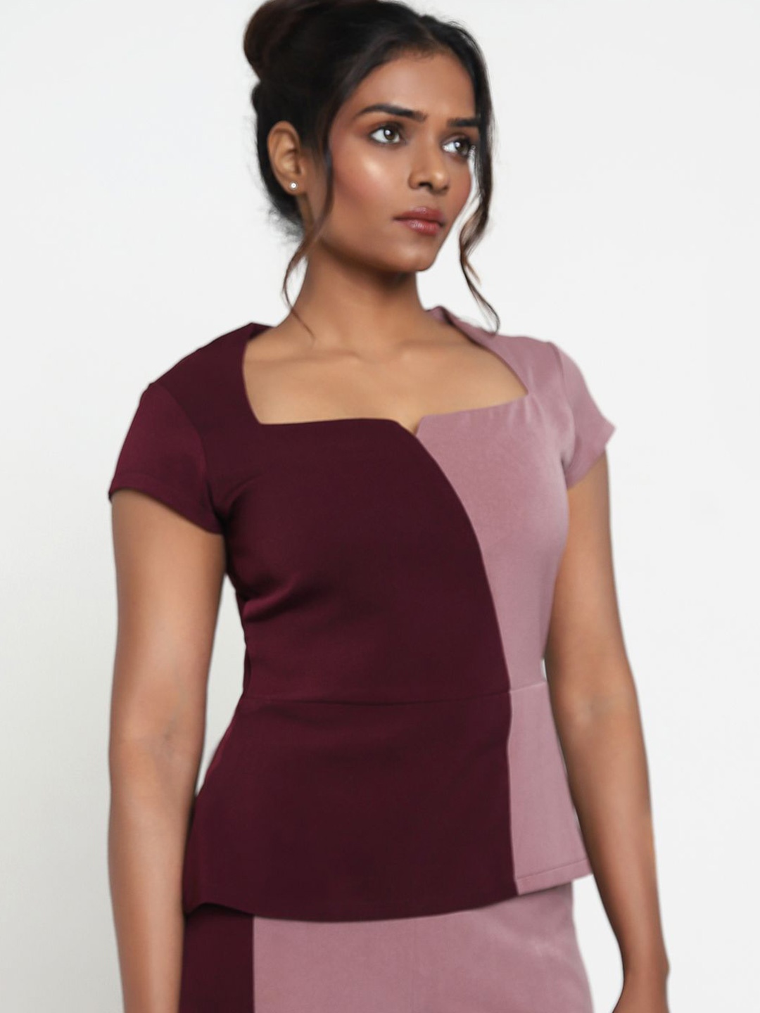 

Matsze Colourblocked Formal Top, Burgundy